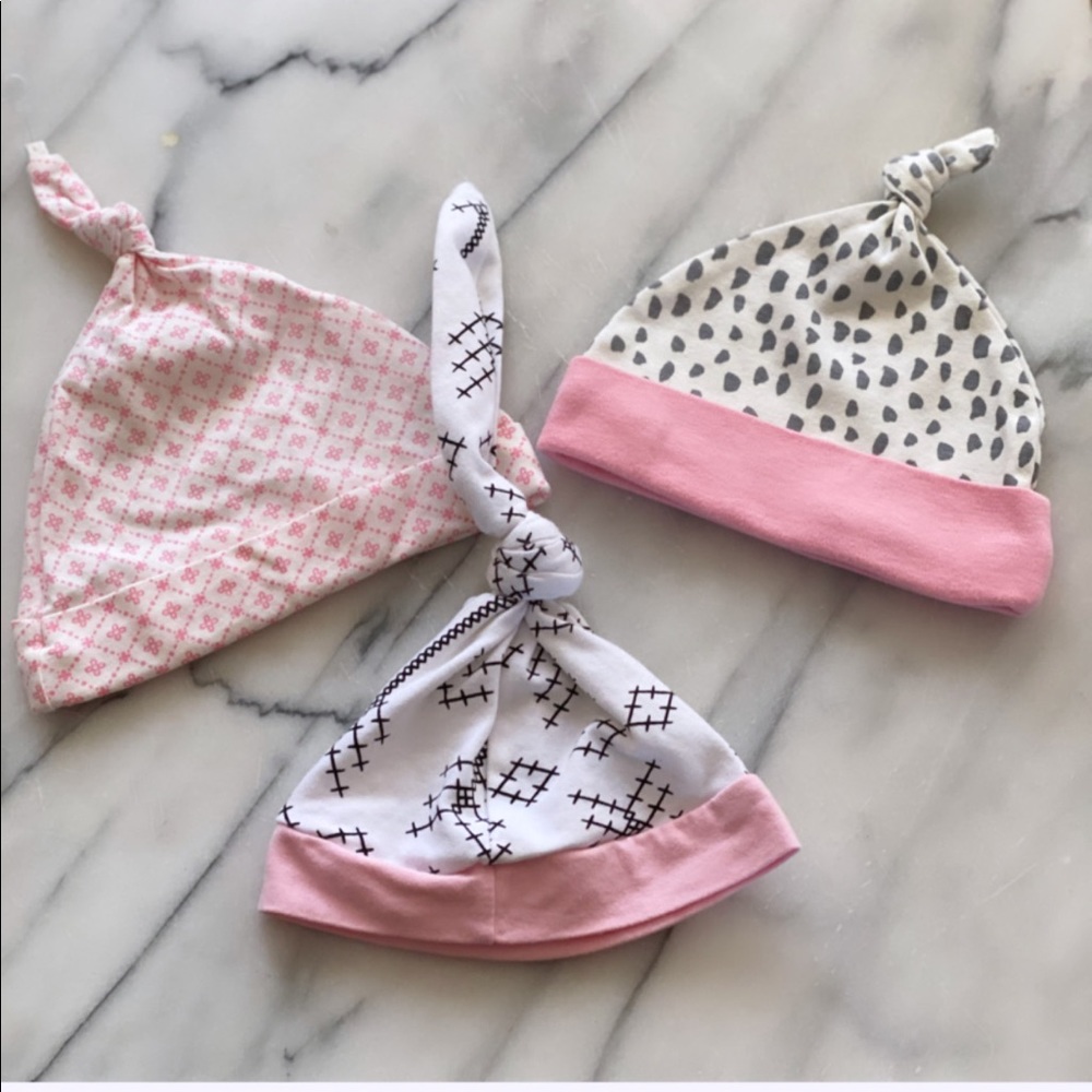 LOT of 3 Knotted Baby Hats